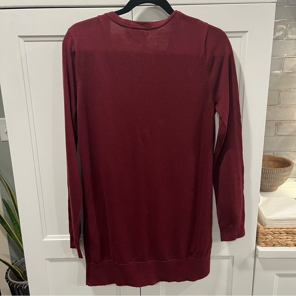 Lands End Burgundy Supima Cotton Long Cardigan Small - Picture 2 of 8